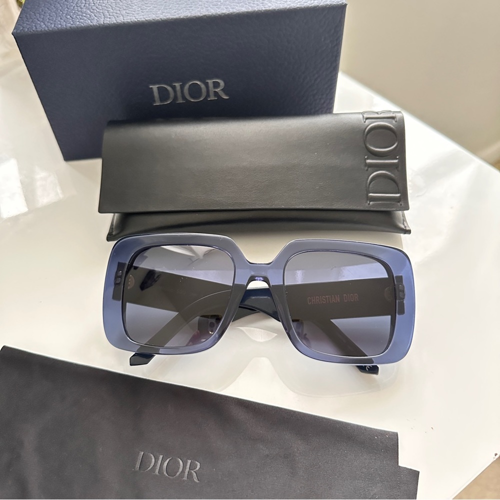 Dior Blue Square Frame Sunglasses